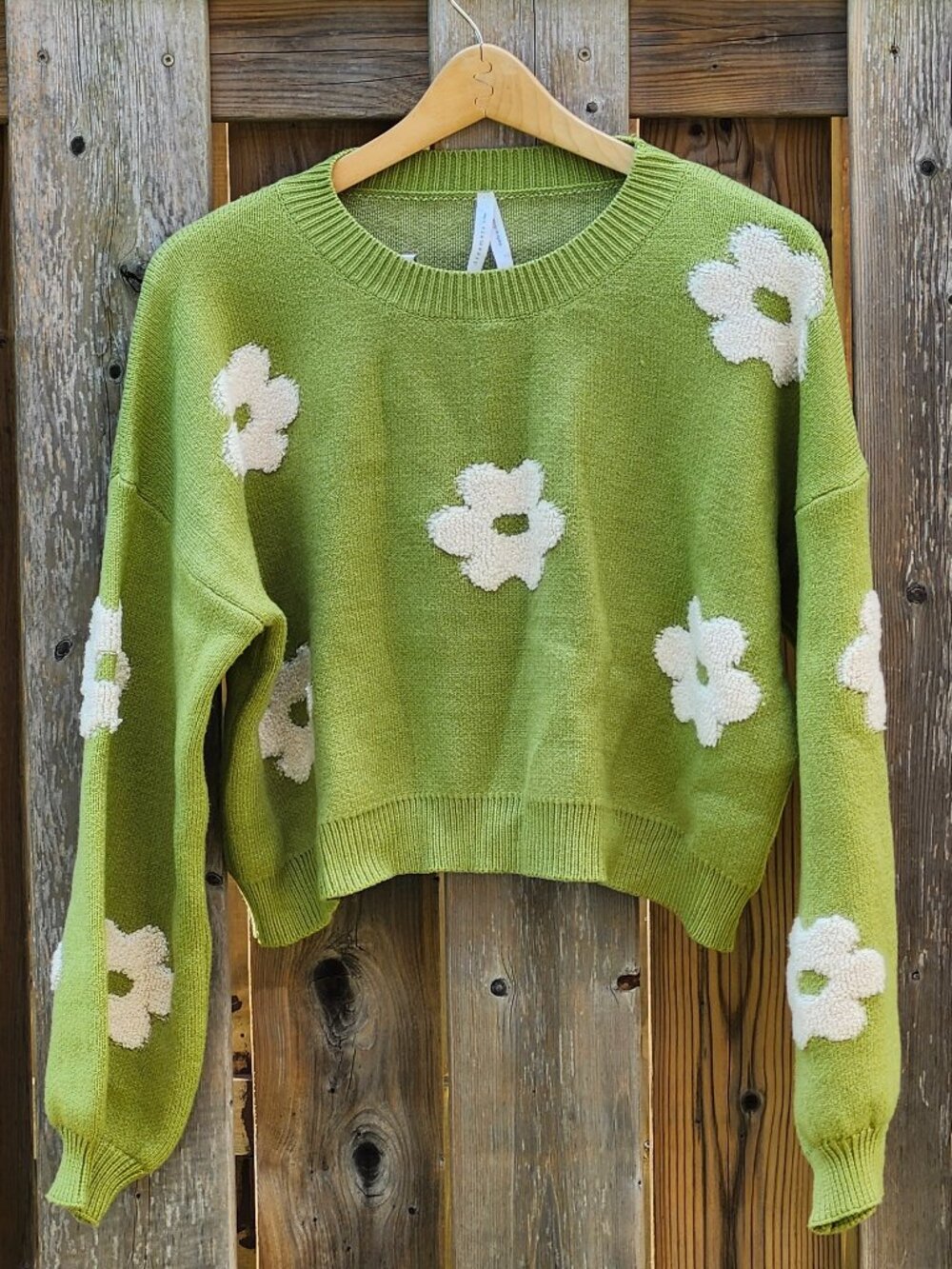 CHEERFUL Dreamers by Debut Sweater Women's Size Small DAISY Lime Sweater Anthro